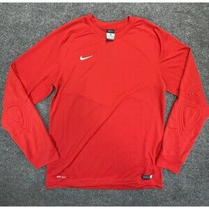Nike Team Shirt Mens S Small Red Dri-Fit  Long Sleeve Padded Elbows